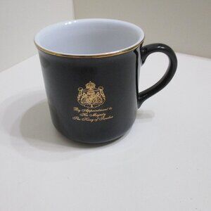 Set of 2 Gevalia Kaffe Coffee Cup Mugs The King Of Sweden Black Kaffe Coffee